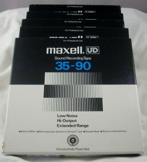 Lot of (5) Maxell UD 35 90 Reel to Reel Sound Recording Tape