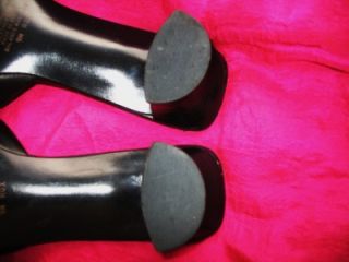  SHOES BLACK LEATHER LOW HEELS MULES SLIDES! S9 M /40 ! MADE 