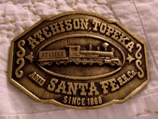 Train AT SFRR Atchison Topeka Santa Fe RR Co Since 1868 Belt Buckle 