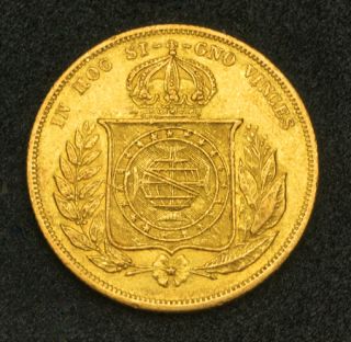 1876, Brazil, Pedro II. Heavy Gold 10,000 Reis Coin. 8.93gm