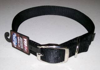 Premium Nylon Dog Collar ~ Double Ply 1 Wide ~ BLACK ~ Made in U.S 