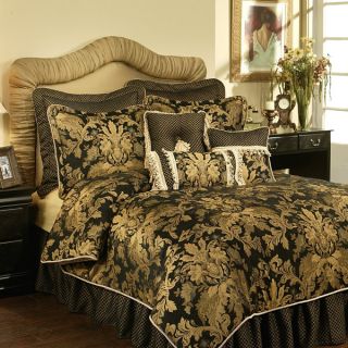 Austin Horn Lismore Black Gold 6P Queen Comforter Set $810