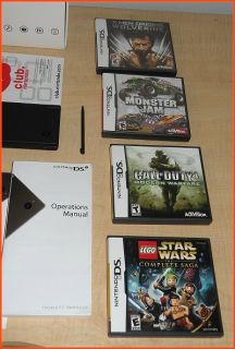Black Nintendo DSi Bundle w 7 Games All Accessories Nerf Case Complete 
