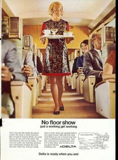 1969 Delta Airlines Stewardess Ad Carol Koberlein Smile