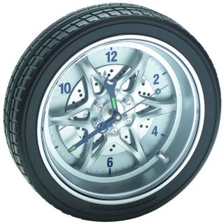 14 Tire Rim Gear Clock AUTOMOTIVE COLLECTABLE w Real Rubber Tire