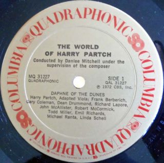 Harry Partch Audiophile Quad Avant Garde Microtonal Michael Ranta Emil 