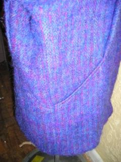 Avoca Collection Irish Purples Blues Fuzzy Wool Handloomed Jacket Sz M 