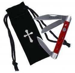 Pocket Knife Heirloom Quality 3 Blade w Pouch Cross New
