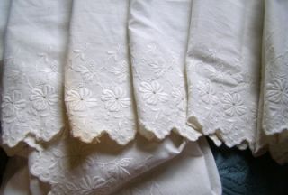Antique Ayrshire 1800s Lace Petticoat Cotton Trim Fab Embroid Flowers 
