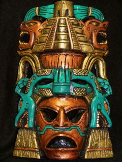  Aztec Warrior Mask Serpent Calendar Mayan Plaque Maya Mexican Art 