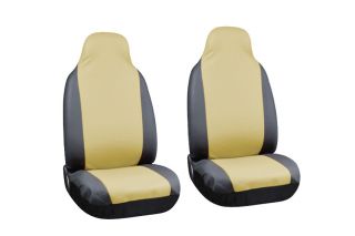   Tan Beige Black PU Leather High Back Front Bucket SUV Auto Seat Covers