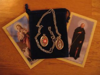St Peregrine Relic Saint Medal with 24 inch Necklace
