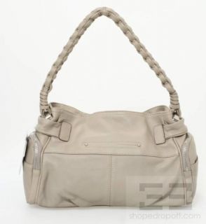 Makowsky Taupe Leather Woven Handle Handbag New
