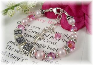 Baby Baptism Christening Personalized Rosary Bracelet P
