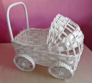 Small Wicker Baby Carriage for Baby Shower Table Decorations
