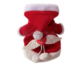   Xmas Cotton Red Hoodie dog clothes christmas Angel Wings cotton padde