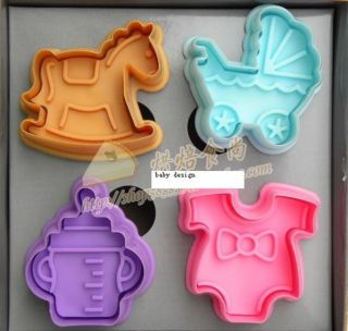 New 4pcs 3D Cookie Cutter Cookie Stamp Baby Design 9053