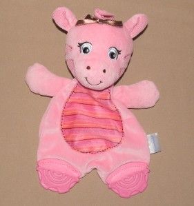   Pink ZEBRA Plush TEETHER Security Blanket Lovey GIRAFFE Baby