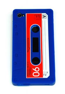 Apple iPhone 4 Audio Cassette Tape Silicone Case Blue