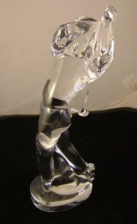 Baccarat Clear Crystal Golf Figurine Golfer in Full Swing Excellent 