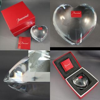 Authentic $170 BACCARAT Crystal CLEAR Puff Heart Paperweight Brand New 