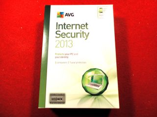 BRAND NEW AVG Internet Security 2013 for 3 PC/Android/Users!