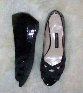 Dana Bachman Shoes size 9 Wedge Heels Black Patent Leather Strappy 