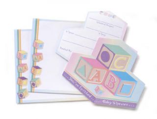 ABC Block Baby Shower Invitations   Set of 24 with colorful envelopes