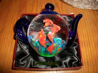   GALLERY HEIRLOOM COLLECTIBLE Decorative TEAPOT GLASS PAPERWEIGHT