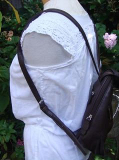 Vintage ♥ Rugged Brown Leather Student Backpack Rucksack Boho Bag 