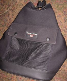 Black Ralph Lauren Backpack Tote Polo Neoprene Water Resistant Duffle 