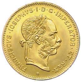 Austria Solid Gold 4 Florin 10 Franken RARE Coin 1892