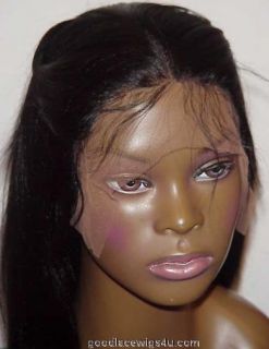 Gorgeous BLACK #1 INDIAN Remy YAKI Straight HUMAN Hair LACE FRONT Wig 
