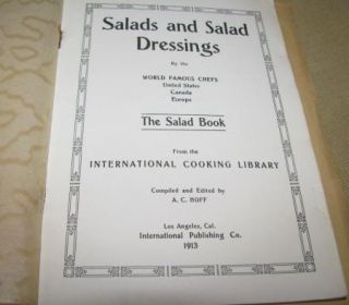 Salads Salad Dressings of World Famous Chefs 1913