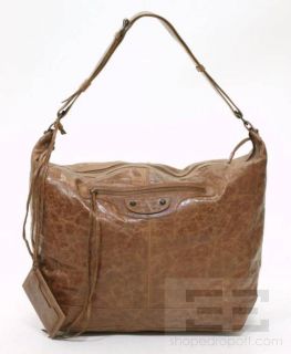 balenciaga brown lambskin leather courier bag