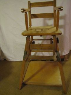 Vintage German Baby High Chair Converts to Table Chair