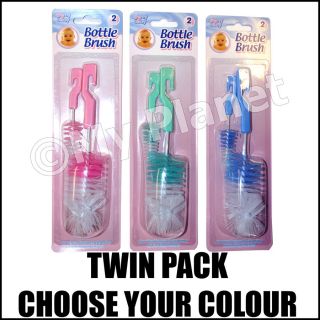 Baby Bottle Teat Brush Twin Pack Small Large Cleaning Tool Pick Your 