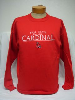 NCAA Ball State University Cardinals Red Sweatshirt New