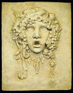 Huge Mythical Sculpture Bacchus Wine God Home Wall Plaque Decor 