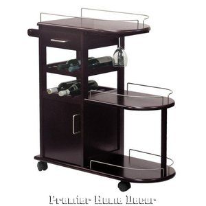 Tuscan Entertainment Mini Bar Cart Glass Wine Rack Cabinet Drawer 