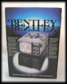 Bentley 5 Portable Black White TV Television NIB