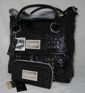 Baby Phat Bag Purse Handbag Tote Messenger Wallet Set Black Croco 