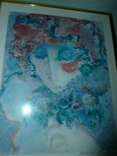 Artist Barbara A Wood Vintage Lithograph Abstract Woman Signed 