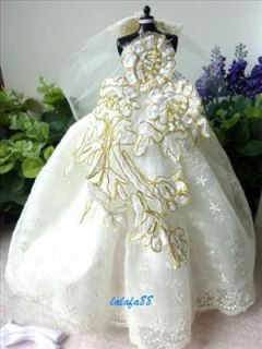 Barbie Dress Wedding Dress Barbie Cloth Gift Veil Glove or Hat or Fur 