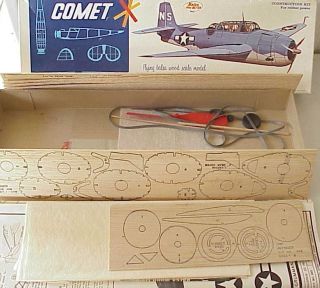 Vintage Comet Grumman TBF 1 Avenger Balsa Wood Airplane Kit
