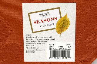 Set of 6 Dark Orange Bardwil Linens Seasons Placemats 13 x 18