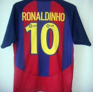 RONALDINHO No 10 Football Club Barcelona FCB Spain Soccer Shirt M Mans 
