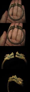 Old Thai Copper Naga Dragon Amulet Bangle Bracelet