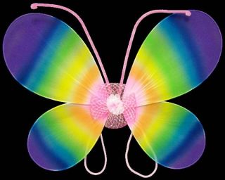 New Wholesale 6pcs Girls Dance Wear Butterfly Wings Rainbow Colors Edw 