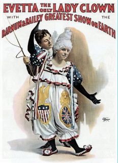 Barnum Bailey Evetta The Only Lady Clown Circus Poster